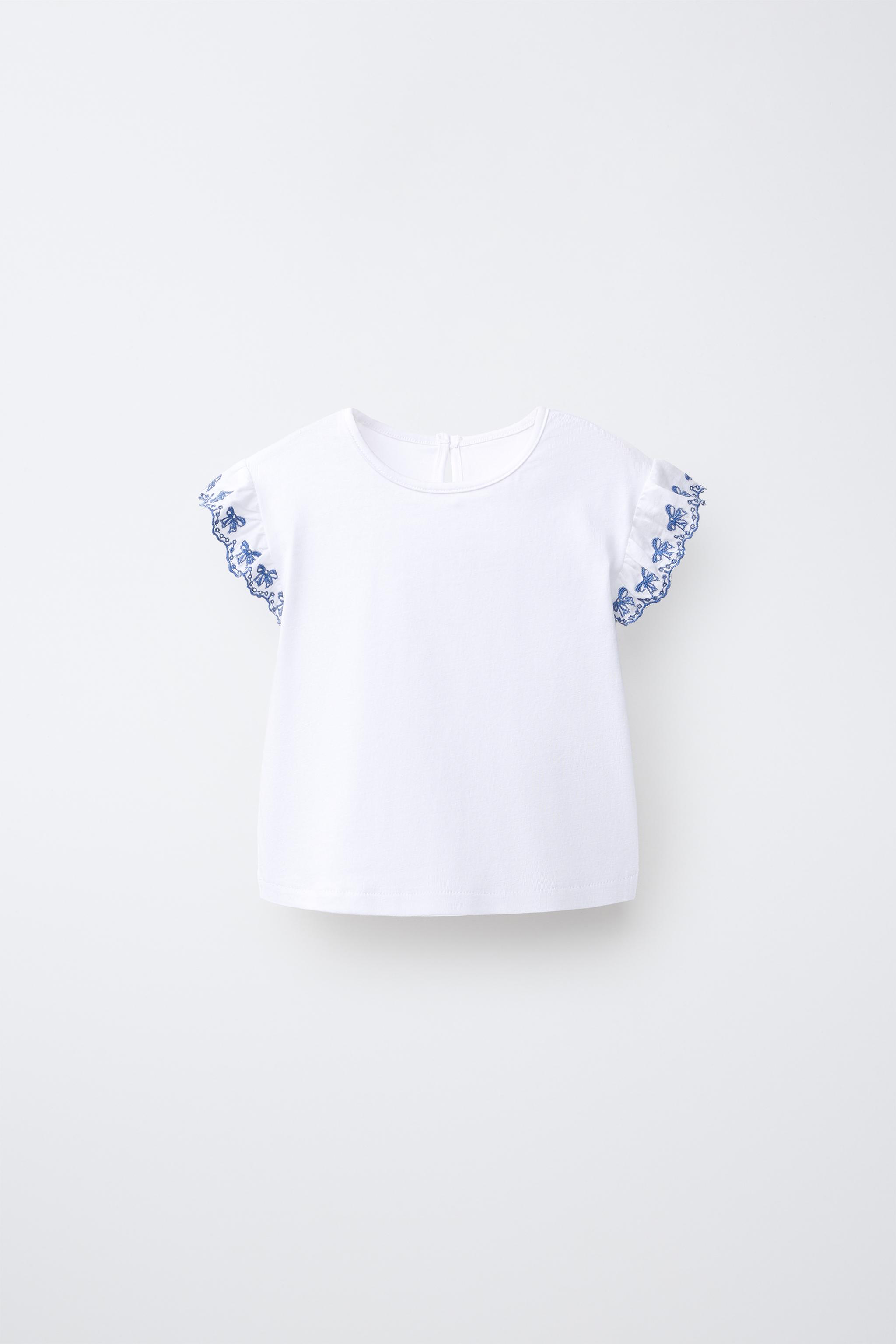 CONTRAST EMBROIDERED T-SHIRT — White