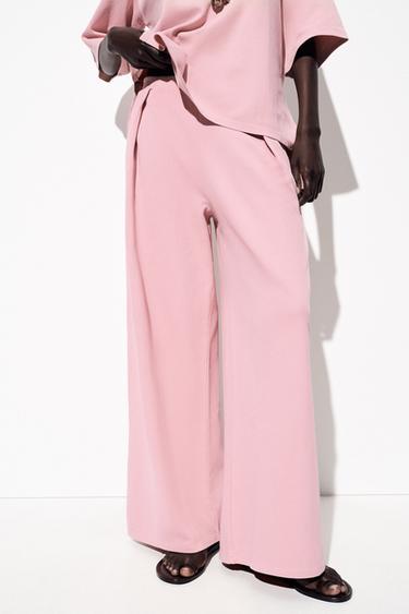 WASHED-EFFECT INTERLOCK TROUSERS - Dusty pink de Zara - Image 1