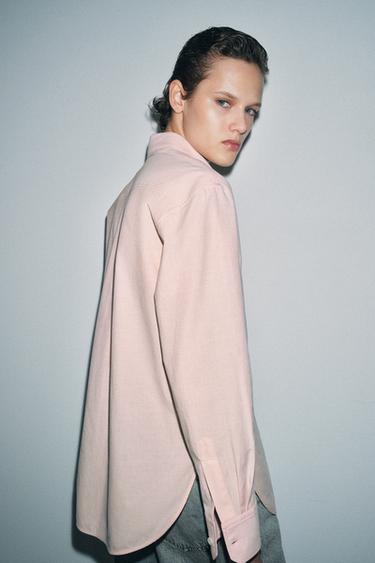 STRIPED SHIRT WITH DETACHABLE COLLAR ZW COLLECTION - Pink / White by Zara - Image 2