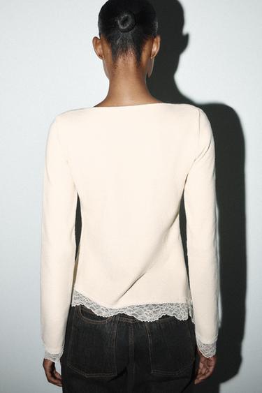 TOP EFFET DOUX EN DENTELLE - Écru de Zara - Image 3