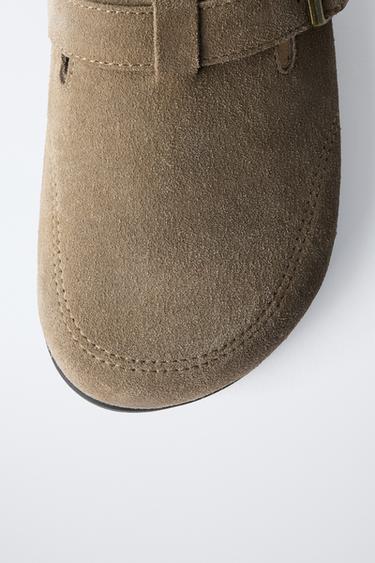 SABOTS EN CUIR CROÛTE DE CUIR - Marron de Zara - Image 4