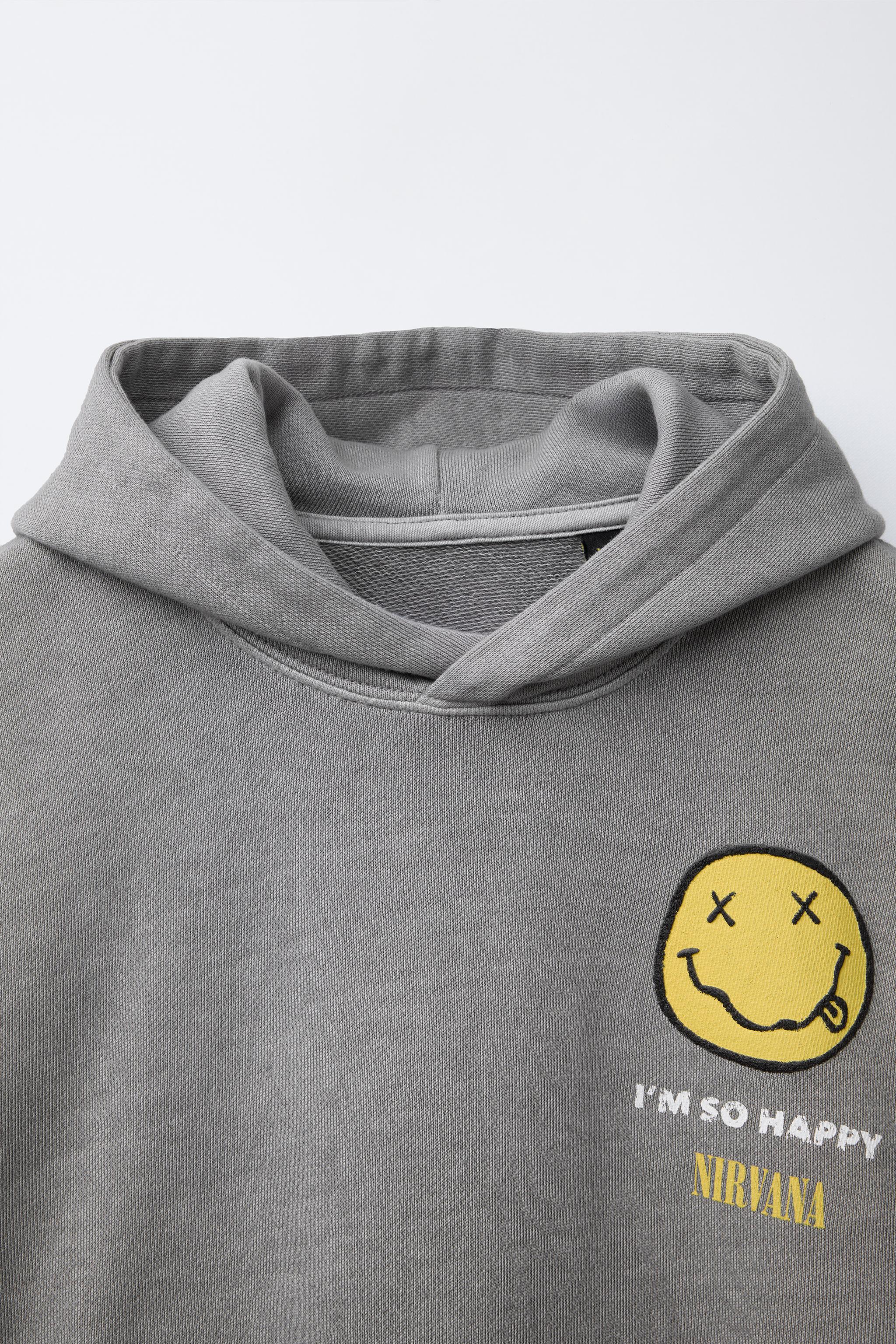 Hanana♡ NIRVANA ® WASHED EFFECT HOODED SWEATSHIRT - Anthracite grey