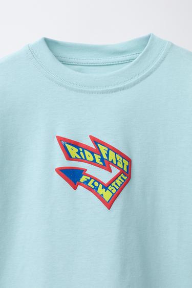 T-SHIRT IMPRIMÉ - Bleu ciel de Zara - Image 2