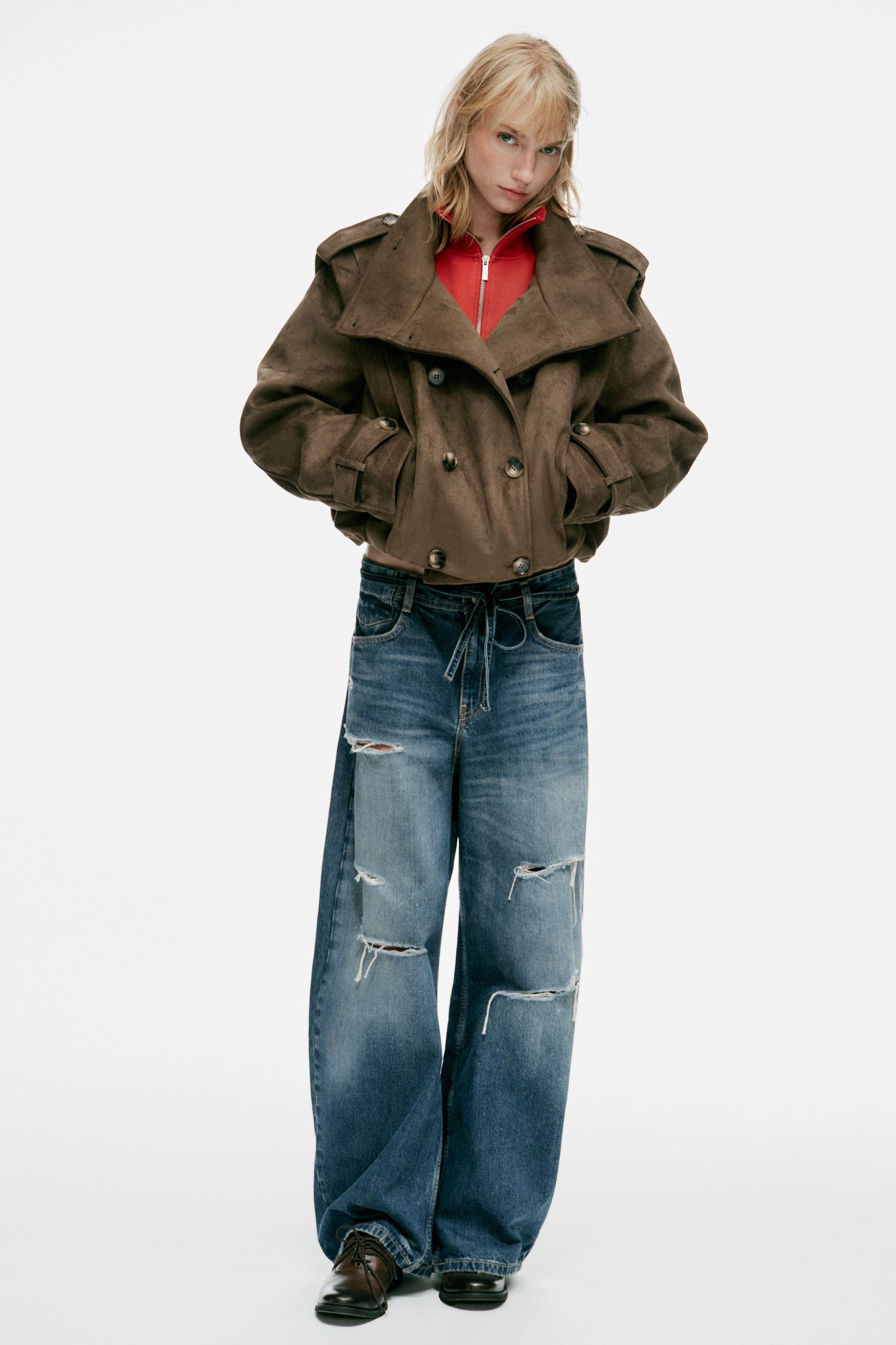 Zara TRF ORTA BEL YIRTMAÇLI VE KEMERLİ BAGGY JEAN