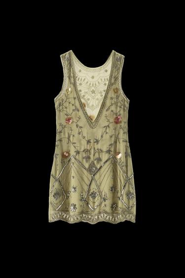 LIMITED EDITION BEAD AND SEQUIN DRESS - Olive green by Zara