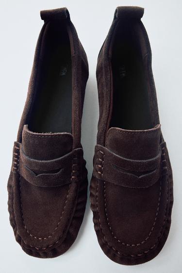 MOCASÍN SERRAJE FRUNCIDOS - Marrón de Zara