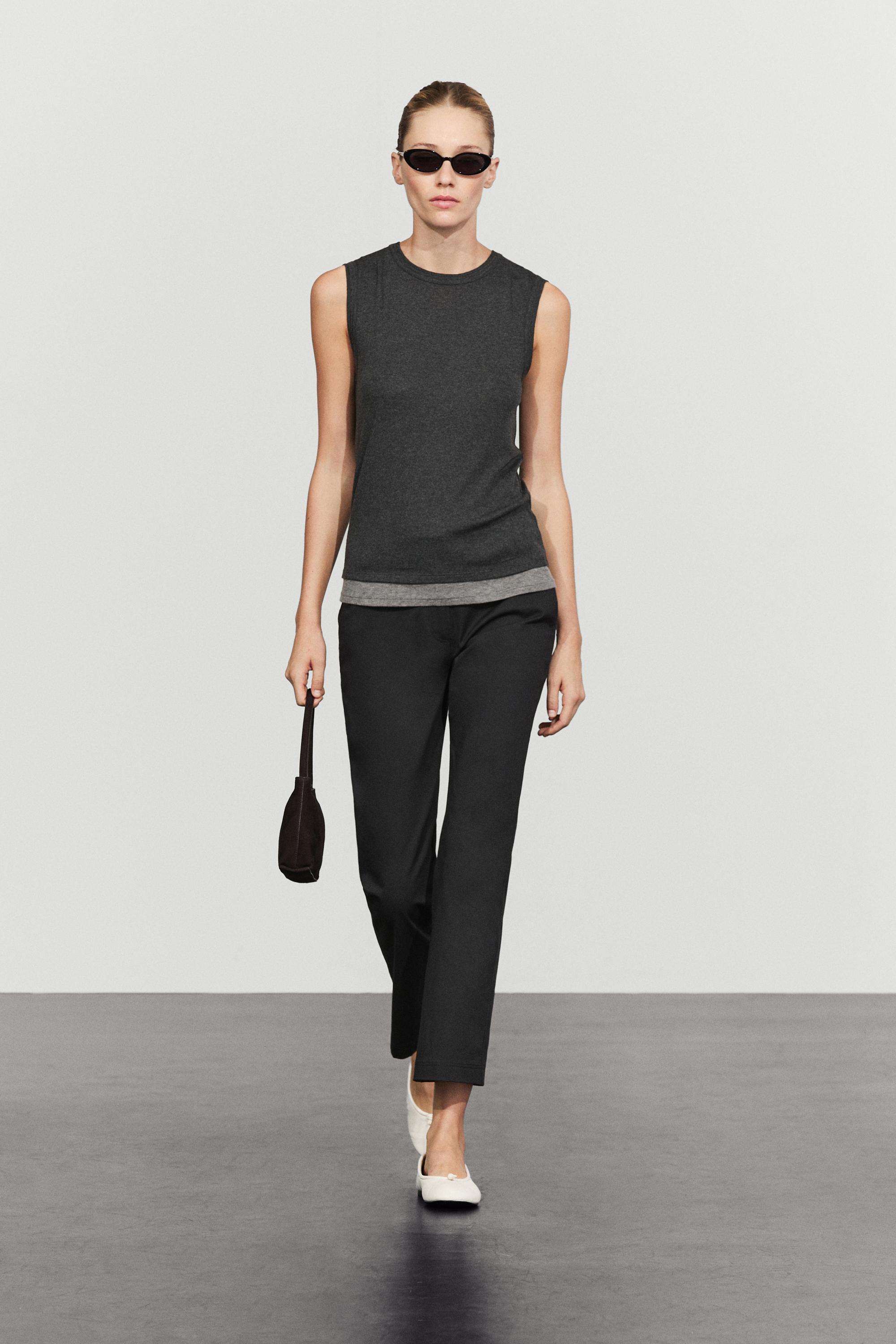 Cotton blend kick flare pants — Black