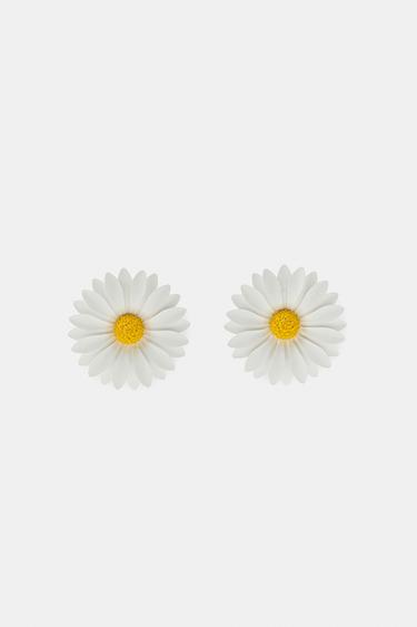 Zara MAXI DAISY EARRINGS - White
