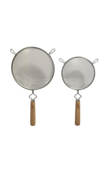 Zara STEEL COLANDER OAK WOOD HANDLE - Light brown