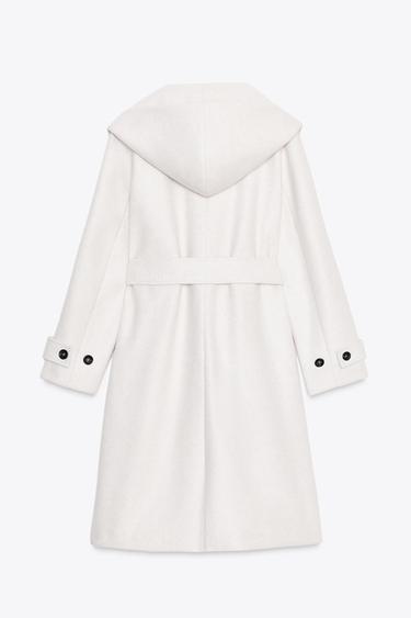 SOFT HOODED COAT - Ecru by Zara - Image 4