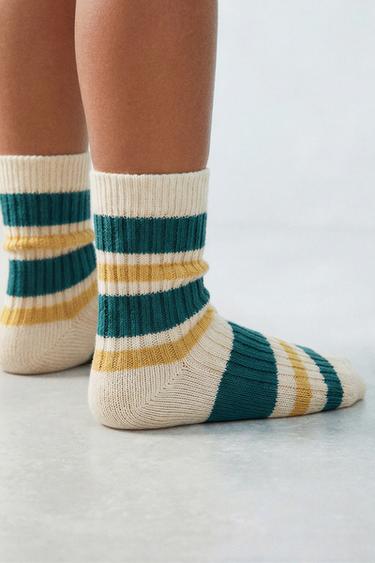 Zara LONG STRIPED SOCKS - Green stripe - Image 0