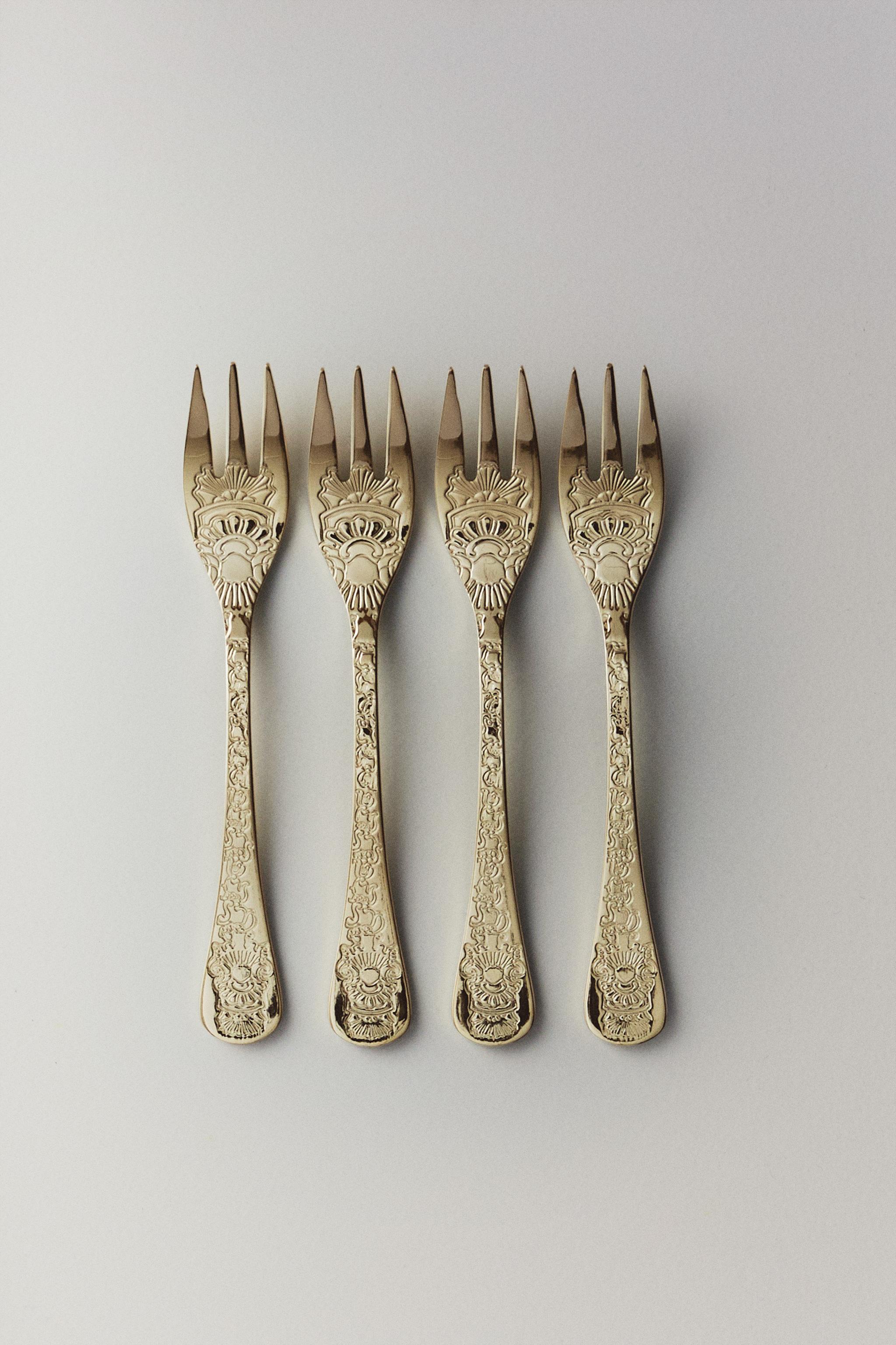 PACK OF ENGRAVED STEEL BRUNCH FORKS (PACK OF 4)