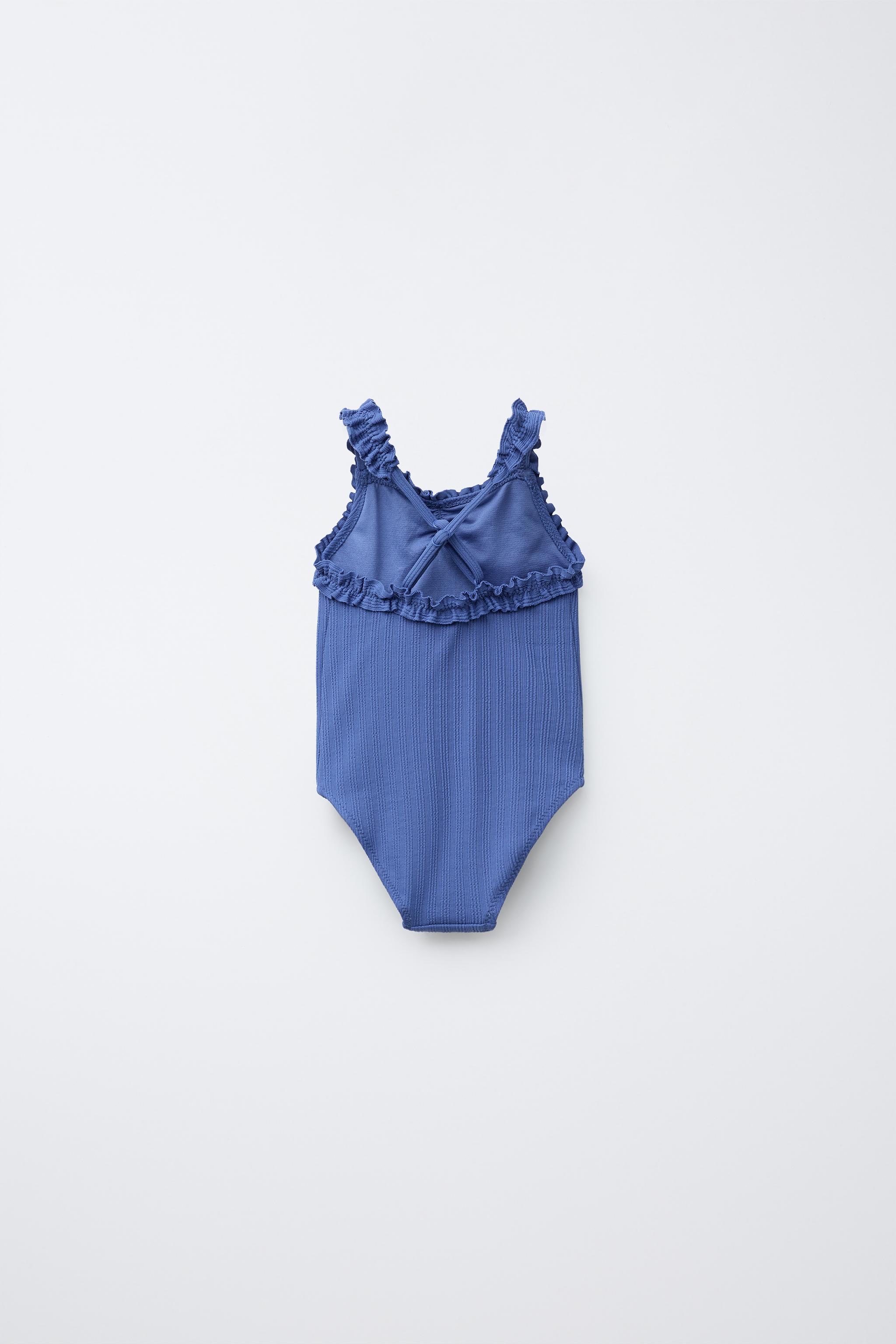 ZARA フリルスイムウェア 2856/059 2～6歳/テクスチャードフリル スイムウェア - インディゴブルー