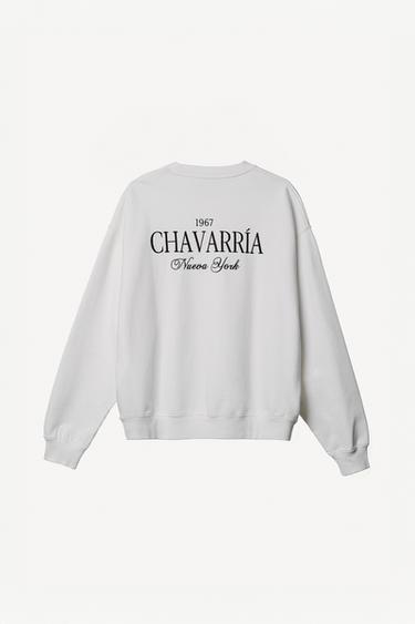 WILLY CHAVARRIA X ZARA EMBROIDERED CREWNECK SWEATSHIRT - White by Zara - Image 1