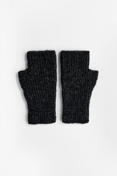 SHORT KNIT MITTENS - Anthracite Grey by Zara