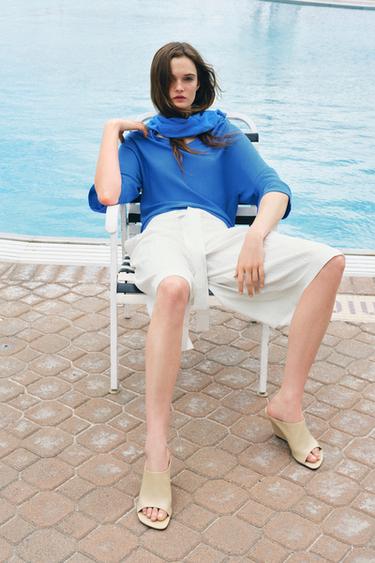 LEATHER WEDGE SANDALS LIMITED EDITION - Ecru White by Zara
