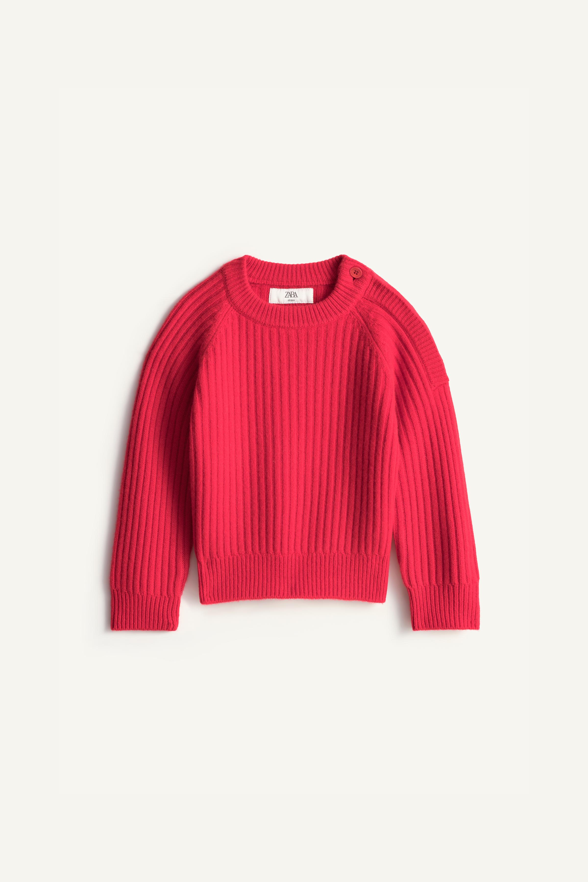100% WOOL RIBBED BUTTON SWEATER LIMITED EDITION