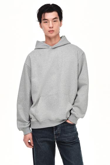 Zara 基本款連帽運動衫 - 斑紋灰色