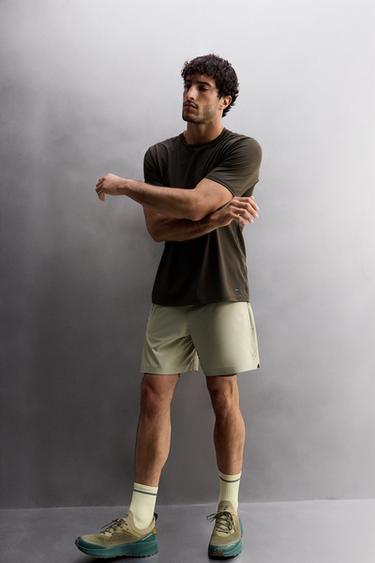 LIGHTWEIGHT PERFORATED SHORTS - Grey green by Zara - Image 4
