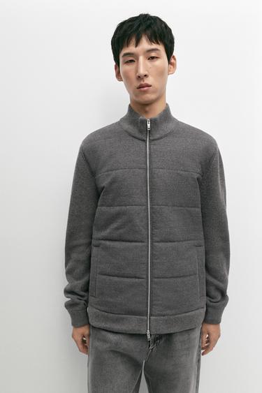 100% wool mixed-fabric cardigan — Anthracite grey 2