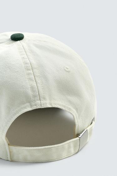 WASHED CAP WITH CONTRAST EMBROIDERED TEXT - Ecru by Zara - Image 6