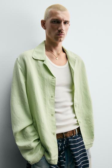 CHEMISE FLUIDE RELAXED FIT EFFET IRRÉGULIER - vert délavé de Zara - Image 5