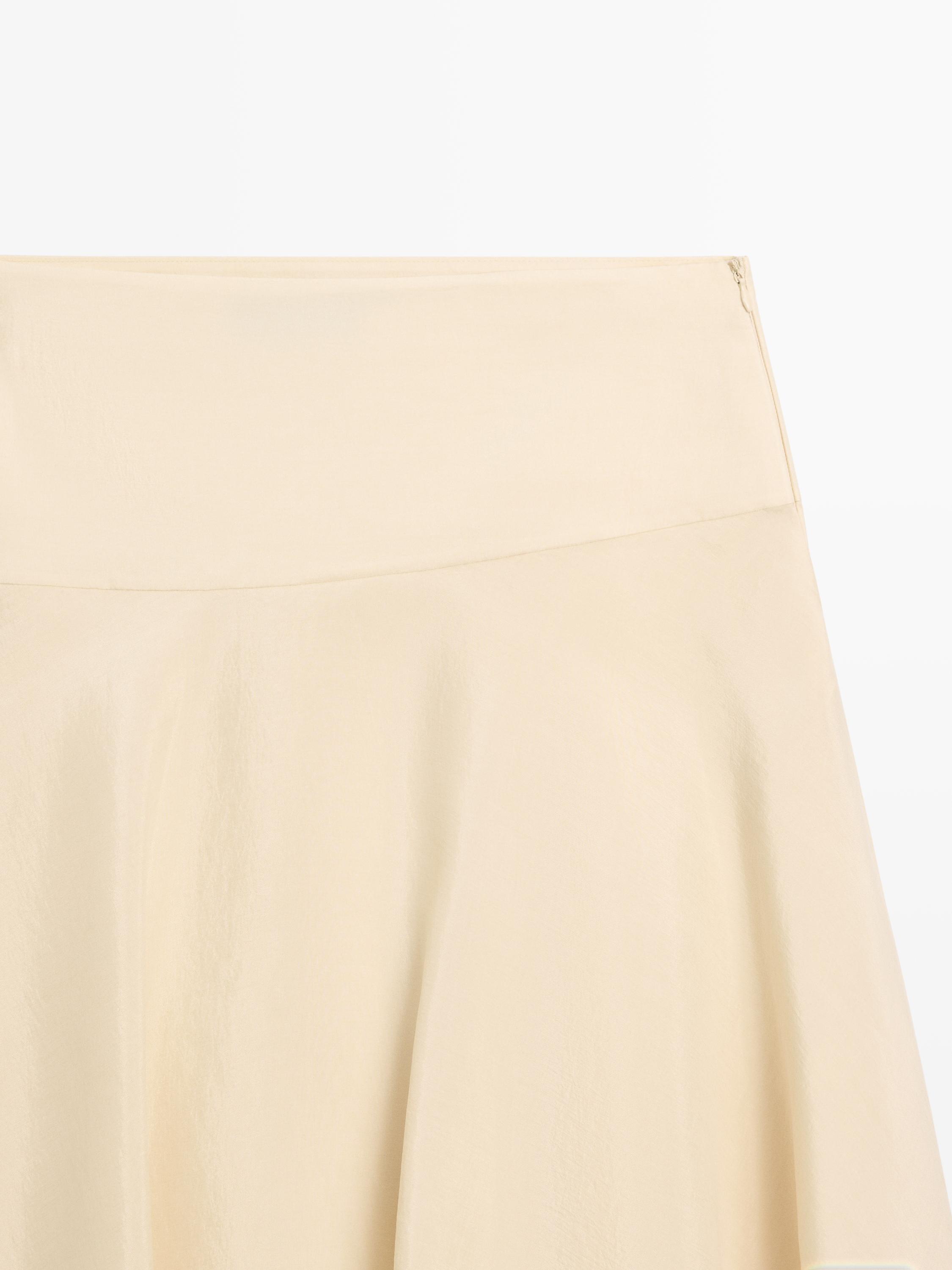 Flowing asymmetric midi skirt