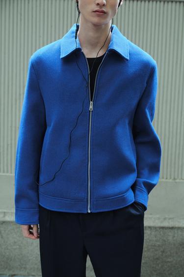 Zara 羊毛拉鍊外套 - 深藍色