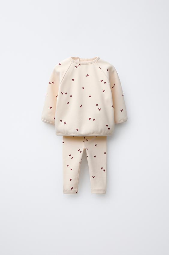ENSEMBLE SWEAT ET LEGGING CŒURS Écru ZARA France