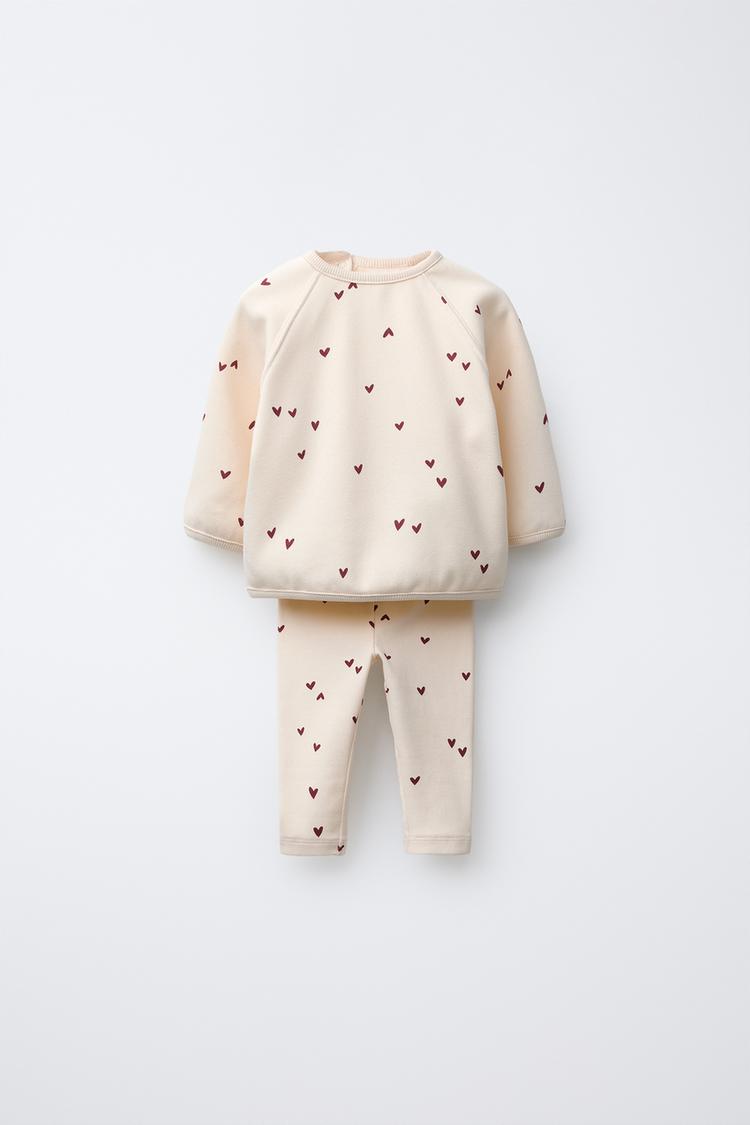 CONJUNTO SUDADERA Y LEGGING CORAZONES Crudo ZARA España