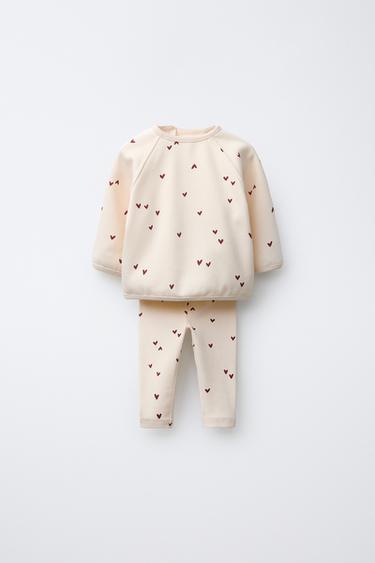 HEART PRINT SWEATSHIRT AND LEGGINGS SET - Ecru by Zara
