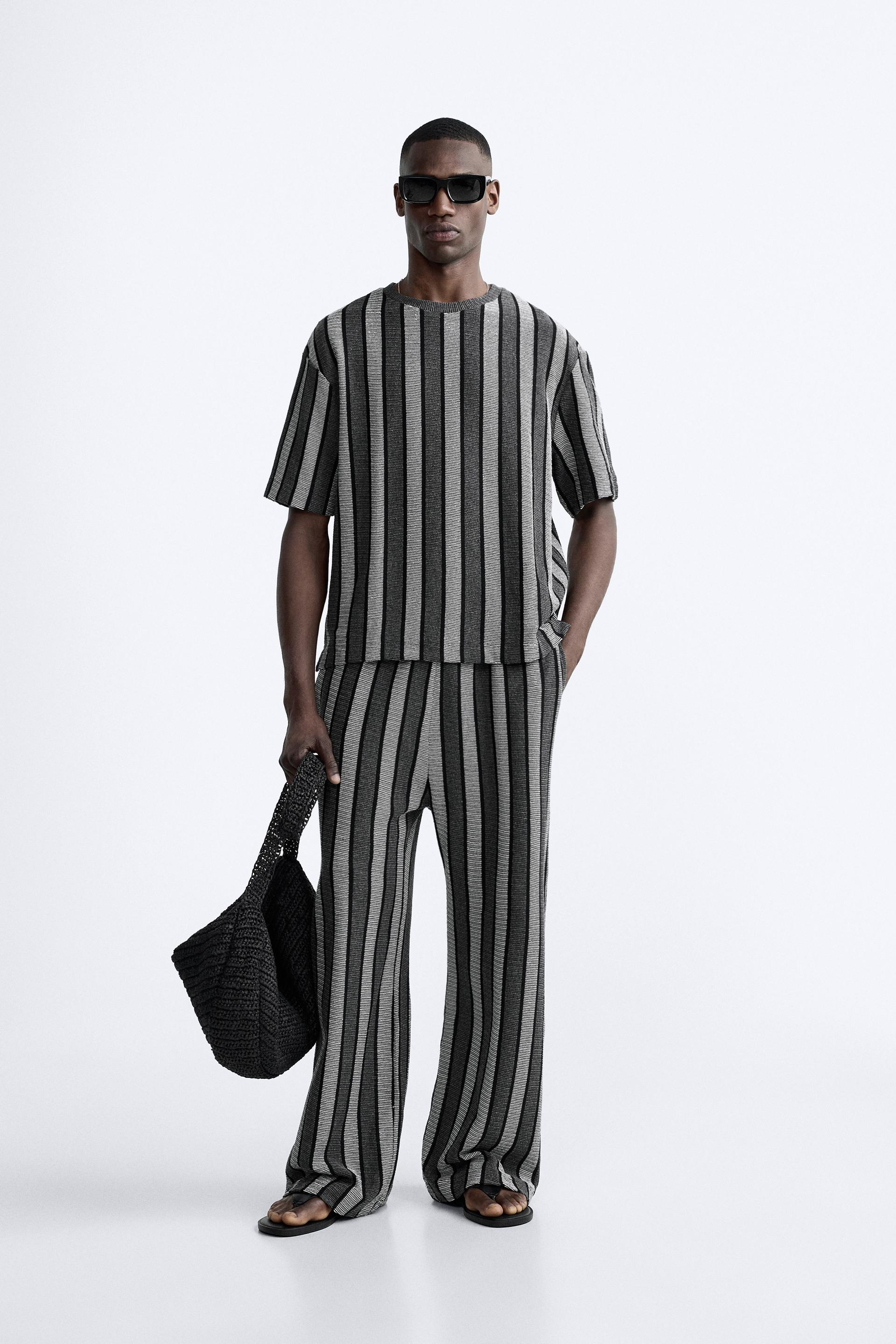 STRIPED JACQUARD T-SHIRT X CASA JOSEPHINE - Gray