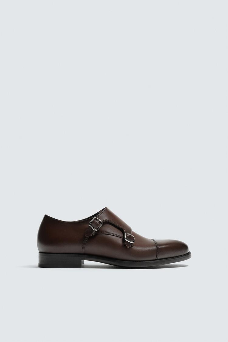ZARA LEATHER DOUBLE MONK STRAP SHOES