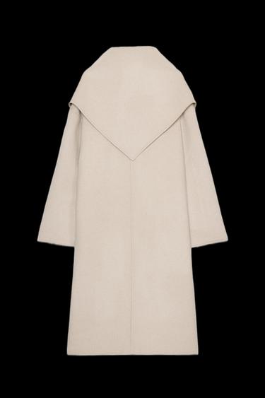 ABRIGO OVERSIZE PAÑUELO MEZCLA LANA ZW COLLECTION - Crudo de Zara