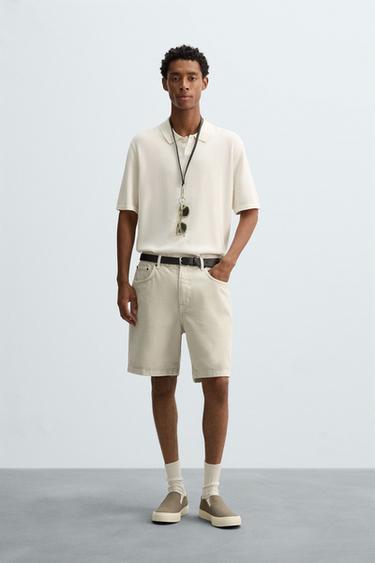 COTTON-BLEND KNIT POLO SHIRT - Ecru by Zara