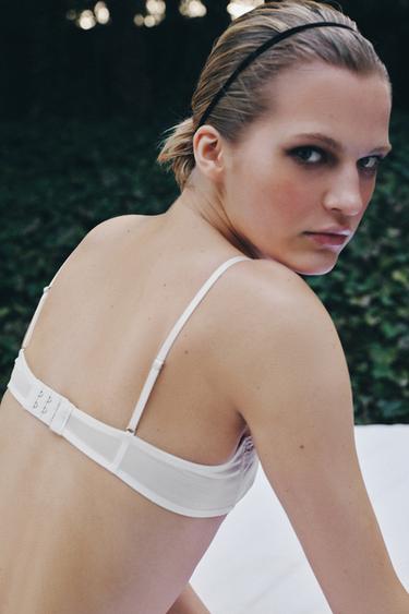 BRALETTE À ARMATURES EN SOIE ET DENTELLE - Écru clair de Zara - Image 1