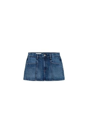 Zara DENIM SKORT - Navy blue
