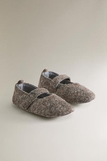 KIDS' WOOL-EFFECT BALLERINAS - Grey by Zara - Image 1