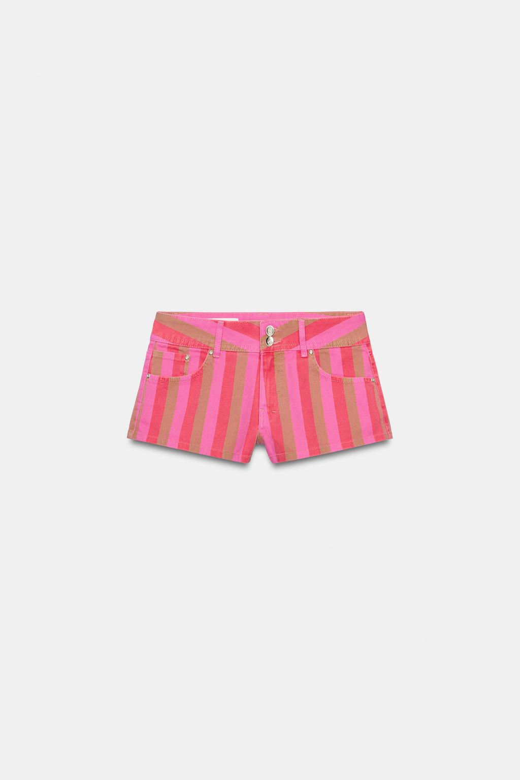 TRF STRIPED MINI DENIM SHORTS