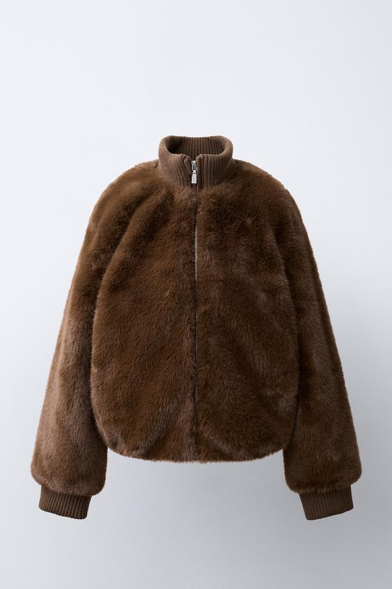 JACKE IN FELLOPTIK - Braun von Zara - Bild 0