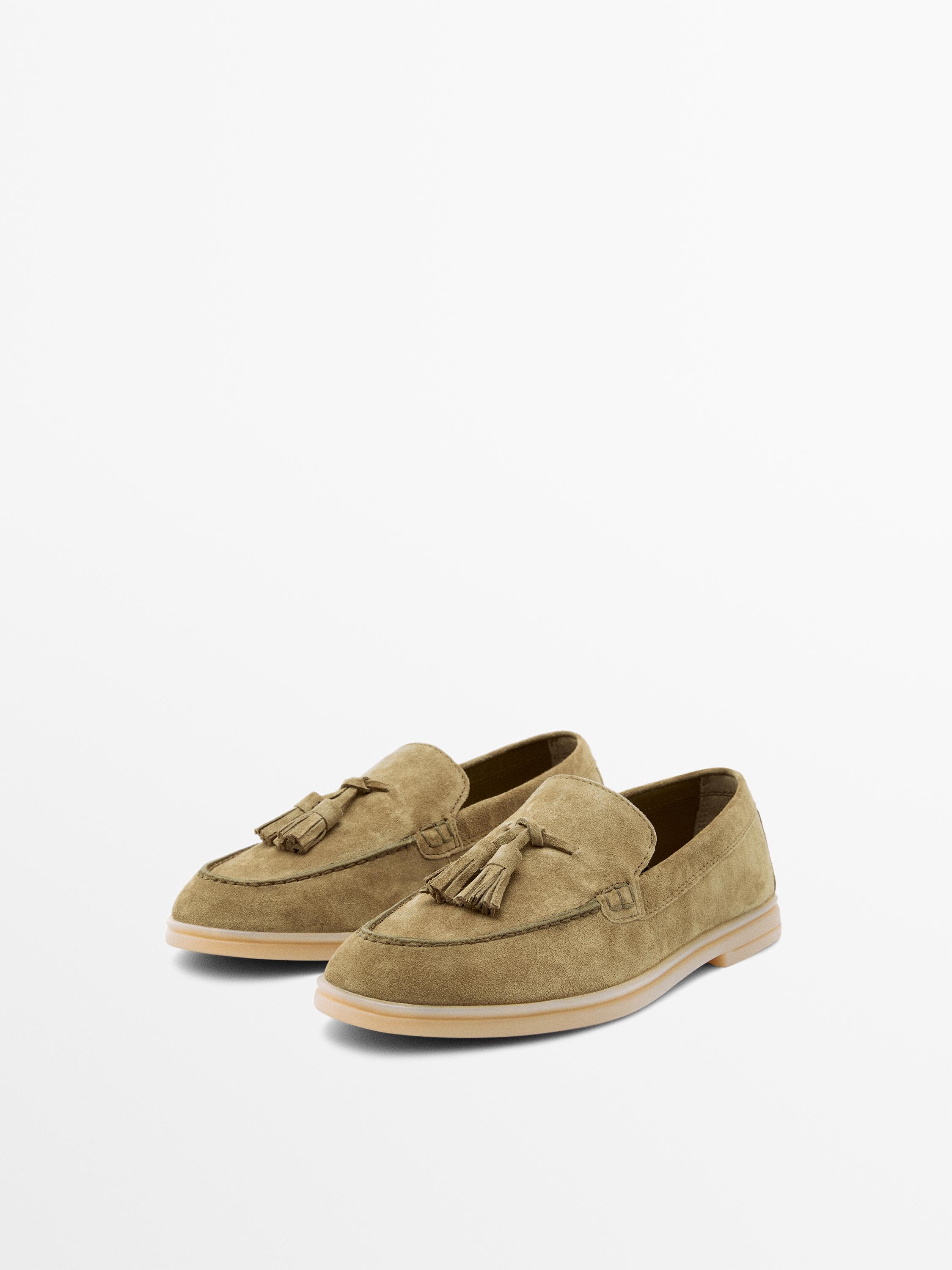 Mocassins en croûte de cuir à glands