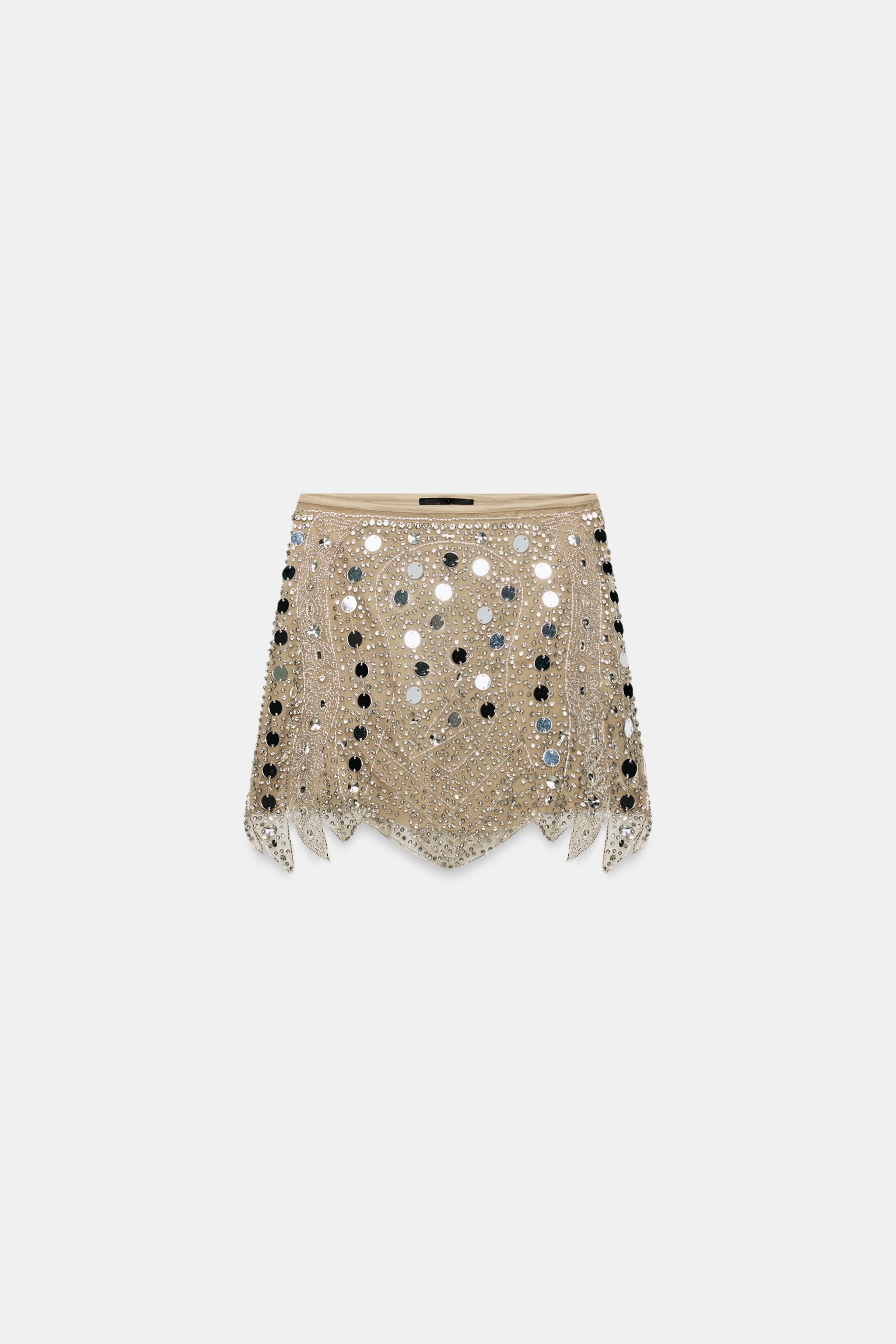 BEADED KNIT MINI SKIRT