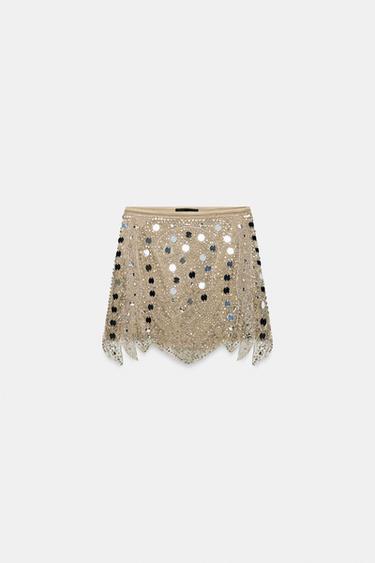BEADED KNIT MINI SKIRT - Silver by Zara - Image 5