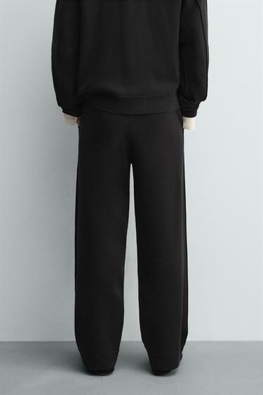 KNITTED WIDE-LEG TROUSERS - Black by Zara - Image 2