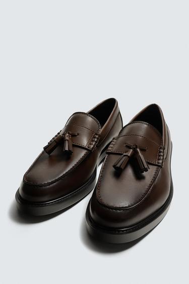 Zara DRESS PENNY LOAFERS - Brown