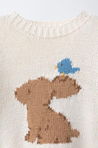 PULL EN MAILLE LAPIN - Écru de Zara - Image 2