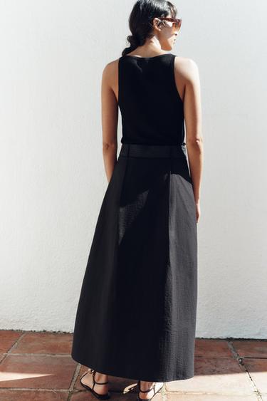 BELTED LAYERED MIDI SKIRT - Black by Zara - Image 6