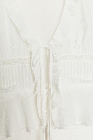 CHEMISE GAZE BRODERIES ET VOLANTS - Blanc cassé de Zara - Image 6