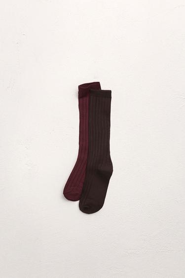 2-PACK OF LONG RIBBED SOCKS LIMITED EDITION - Khaki by Zara
