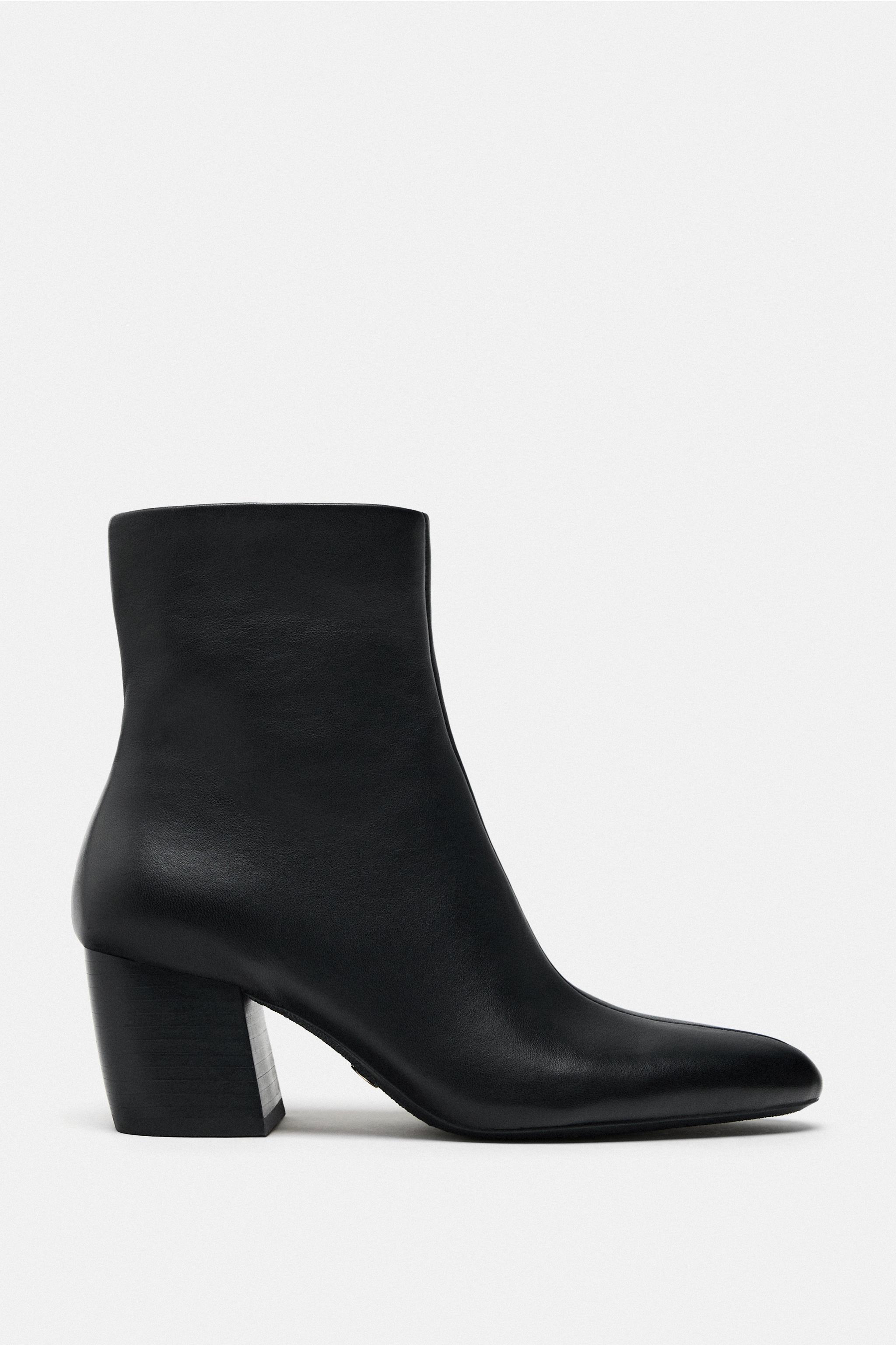 HEELED LEATHER ANKLE BOOTS Black ZARA United States